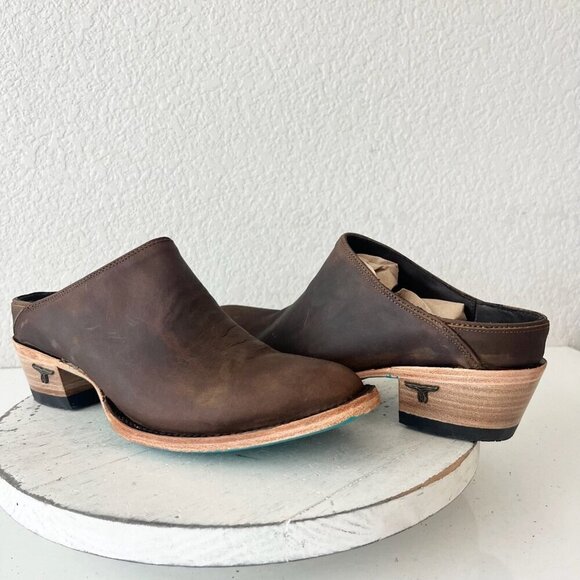 Lane Plain Jane Mule Womens 9 Brown Leather Cowboy Boots Short Western Cowgirl - Picture 13 of 13